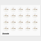 Sticker Rond Baby shower Animaux Bois Avec Nom Favoriser (Feuille)