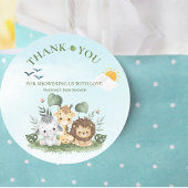 Sticker Rond Baby shower Animaux Safari mignons