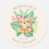 Sticker Rond Baby shower Animaux Safari mignons (Devant)