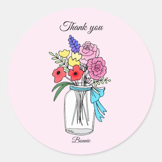 Sticker Rond Baby shower Anniversaire Fête Favoriser Merci cade (Devant)