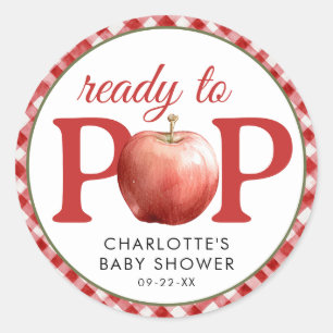 Sticker Rond Baby shower Apple prêt à appuyer sur l'autocollant