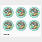 Sticker Rond Baby shower Aqua Turquoise Retro Ows (Feuille)