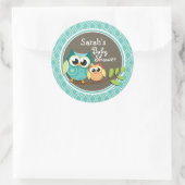 Sticker Rond Baby shower Aqua Turquoise Retro Ows (Sac)
