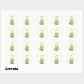Sticker Rond Baby shower Aquarelle Daffodiques Blancs (Feuille)