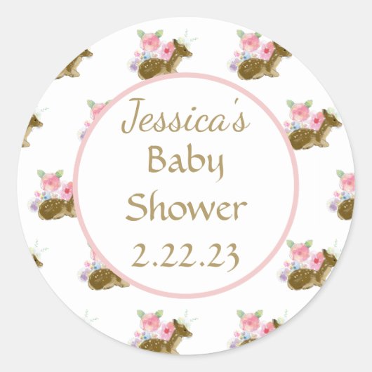 Sticker Rond Baby shower Aquarelle Floral Boho (Devant)