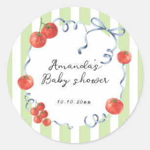 Sticker Rond Baby shower aquarelle tomate
