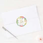 Sticker Rond Baby shower | Aquarelle tropicale Or (Enveloppe)