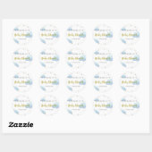 Sticker Rond Baby shower Aquarelle Twinkle Star Blue Clouds (Feuille)