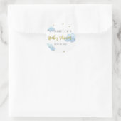 Sticker Rond Baby shower Aquarelle Twinkle Star Blue Clouds (Sac)