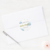 Sticker Rond Baby shower Aquarelle Twinkle Star Blue Clouds (Enveloppe)