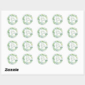 Sticker Rond Baby shower Aquarelle Verdure couronne (Feuille)