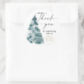 Sticker Rond Baby shower arbre de Noël à l'aquarelle moderne (Sac)