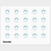 Sticker Rond Baby shower arc-en-ciel bleu aquarelle (Feuille)