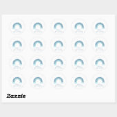 Sticker Rond Baby shower arc-en-ciel bleu aquarelle (Feuille)