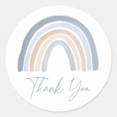 Sticker Rond Baby shower arc-en-ciel bleu neutre Boho (Devant)