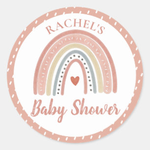 Sticker Rond Baby shower arc-en-ciel Boho