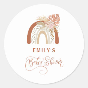 Sticker Rond Baby shower arc-en-ciel Boho