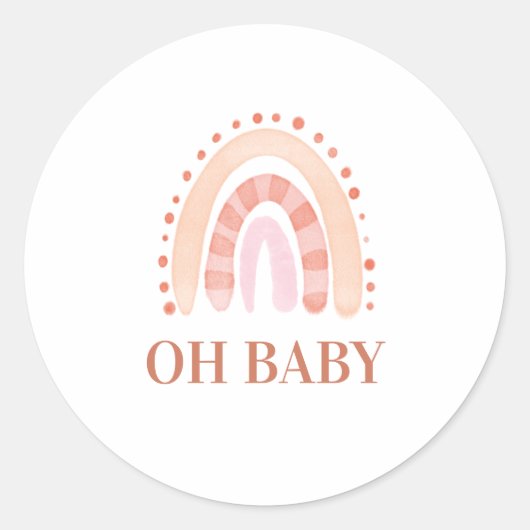 Sticker Rond Baby shower arc-en-ciel Boho (Devant)