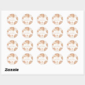 Sticker Rond Baby shower arc-en-ciel Boho (Feuille)