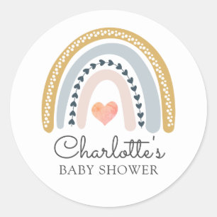 Sticker Rond Baby shower arc-en-ciel Boho