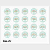 Sticker Rond Baby shower arc-en-ciel Boho (Feuille)