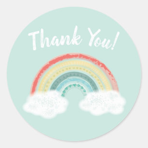 Sticker Rond Baby shower arc-en-ciel Boho