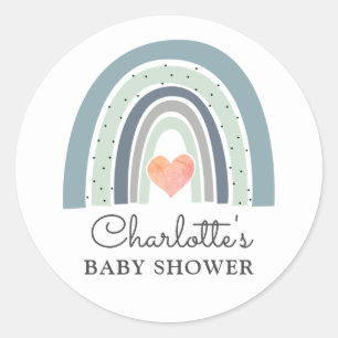Sticker Rond Baby shower arc-en-ciel Boho