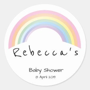 Sticker Rond Baby shower arc-en-ciel doux