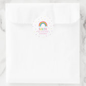 Sticker Rond Baby shower arc-en-ciel lumineux (Sac)