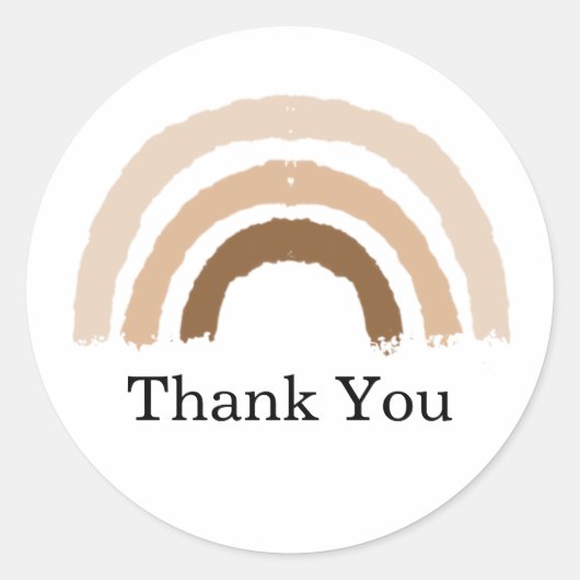 Sticker Rond baby shower arc-en-ciel muet merci (Devant)