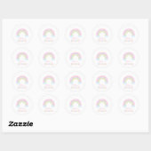 Sticker Rond Baby shower arc-en-ciel Pastel (Feuille)