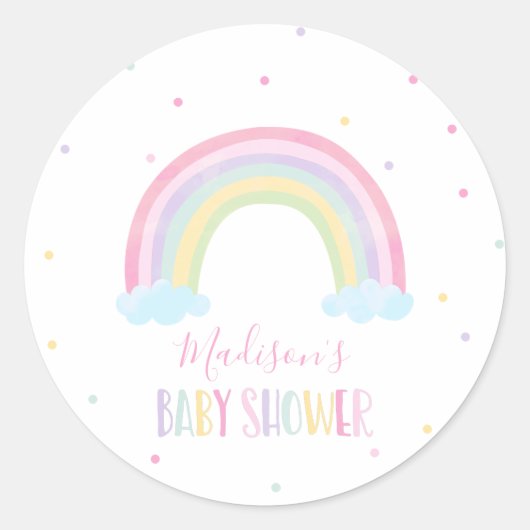 Sticker Rond Baby shower arc-en-ciel Pastel (Devant)