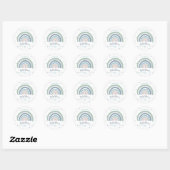 Sticker Rond Baby shower arc-en-ciel Pastel Muet (Feuille)