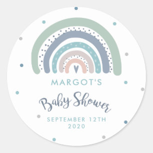 Sticker Rond Baby shower arc-en-ciel Pastel Muet