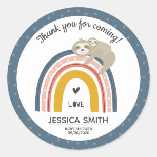 Sticker Rond Baby shower arc-en-ciel pour maman mignonne et béb