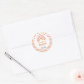 Sticker Rond Baby shower arc-en-ciel rose (Enveloppe)