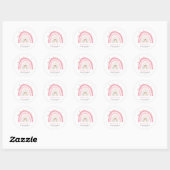 Sticker Rond Baby shower arc-en-ciel rose pâle (Feuille)