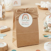 Sticker Rond Baby shower arc-en-ciel rustique merci