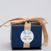 Sticker Rond Baby shower argent bleu garçon ballons