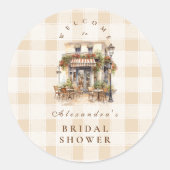 Sticker Rond Baby Shower au Café Français Neutre (Devant)