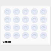Sticker Rond Baby Shower au Gingham Bleu (Feuille)