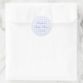 Sticker Rond Baby Shower au Gingham Bleu (Sac)