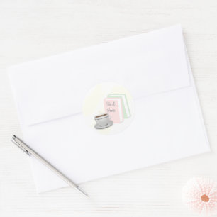 Sticker Rond Baby Shower autour du Thé et des Livres