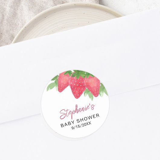 Sticker Rond Baby shower aux fraises
