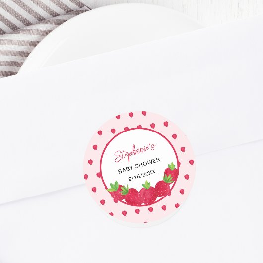 Sticker Rond Baby shower aux fraises
