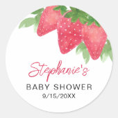 Sticker Rond Baby shower aux fraises (Devant)