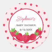 Sticker Rond Baby shower aux fraises (Devant)