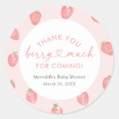 Sticker Rond Baby shower aux fraises (Devant)
