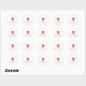 Sticker Rond Baby shower aux fraises Coquette (Feuille)