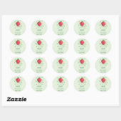 Sticker Rond Baby shower aux fruits rouges à la fraise (Feuille)